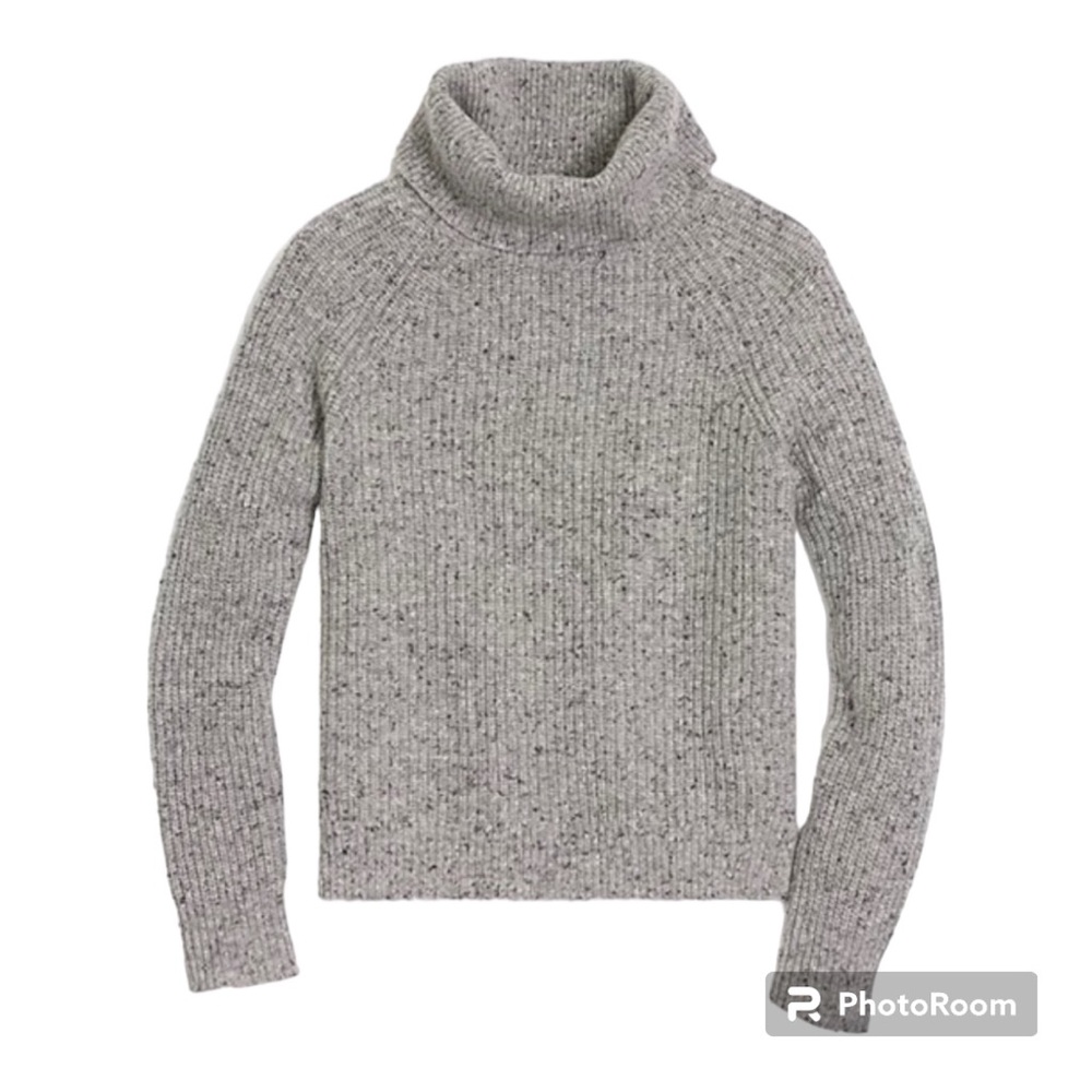 J CREW Mercantile Donegal Wool Blend Marled Turtleneck Sweater Grey Gray Sz Sm